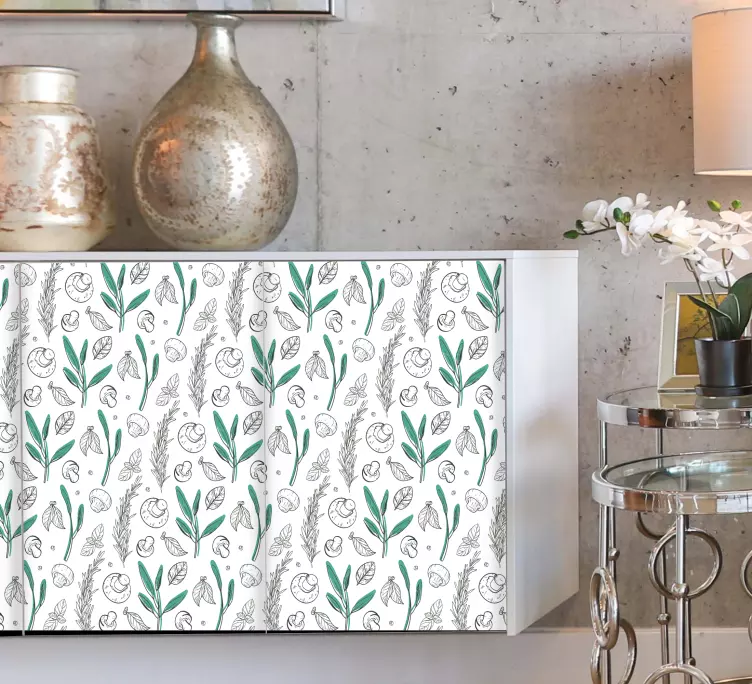 Stylised plant patterns furniture sticker - TenStickers