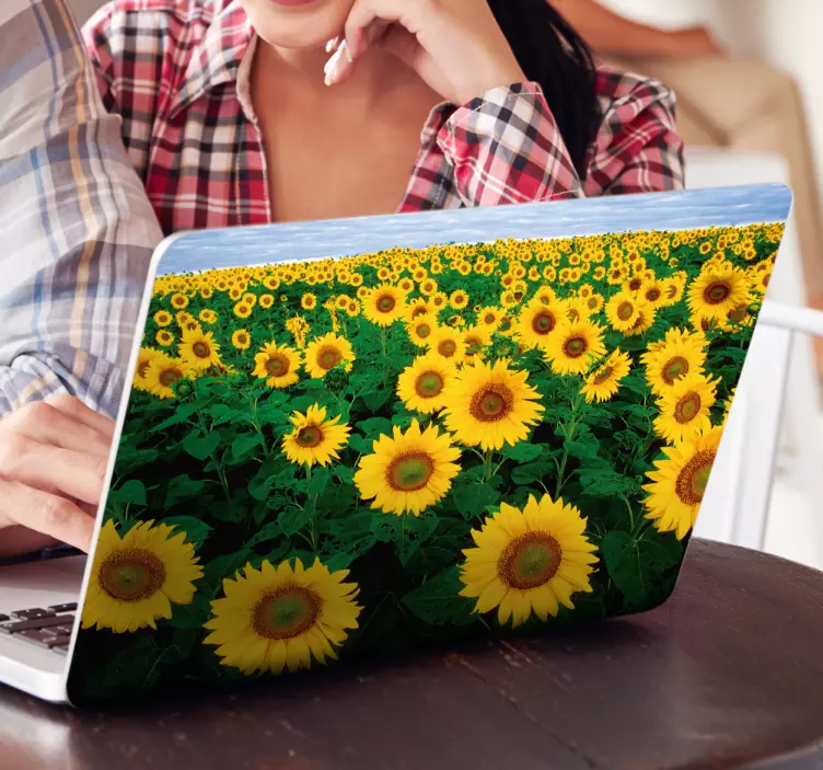 Sunflower fields laptop sticker - TenStickers