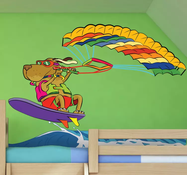 Surfing Dog Kids Sticker - TenStickers