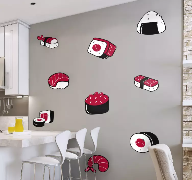 Sushi Food Icons cuisine wall sticker - TenStickers