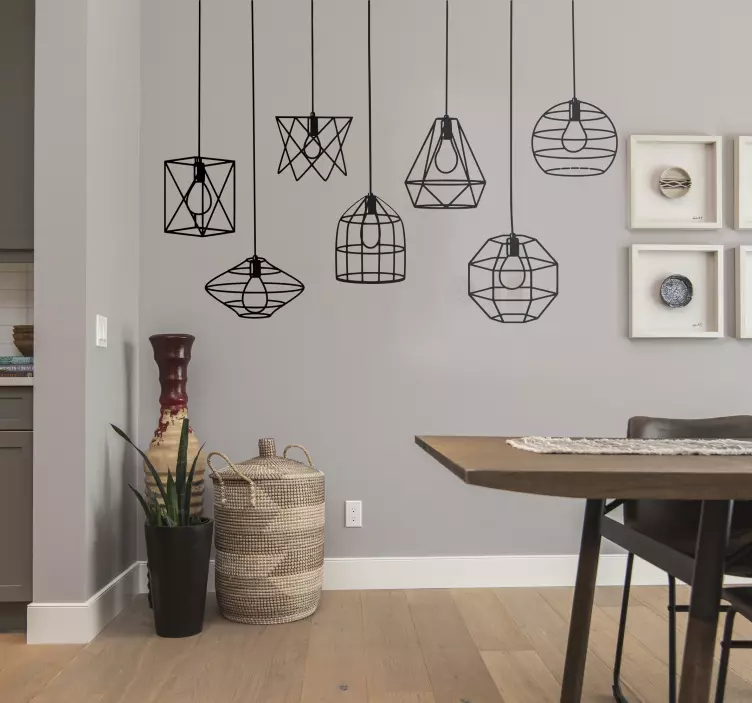 Monochrome suspended lamps wall stickers for dining room - TenStickers