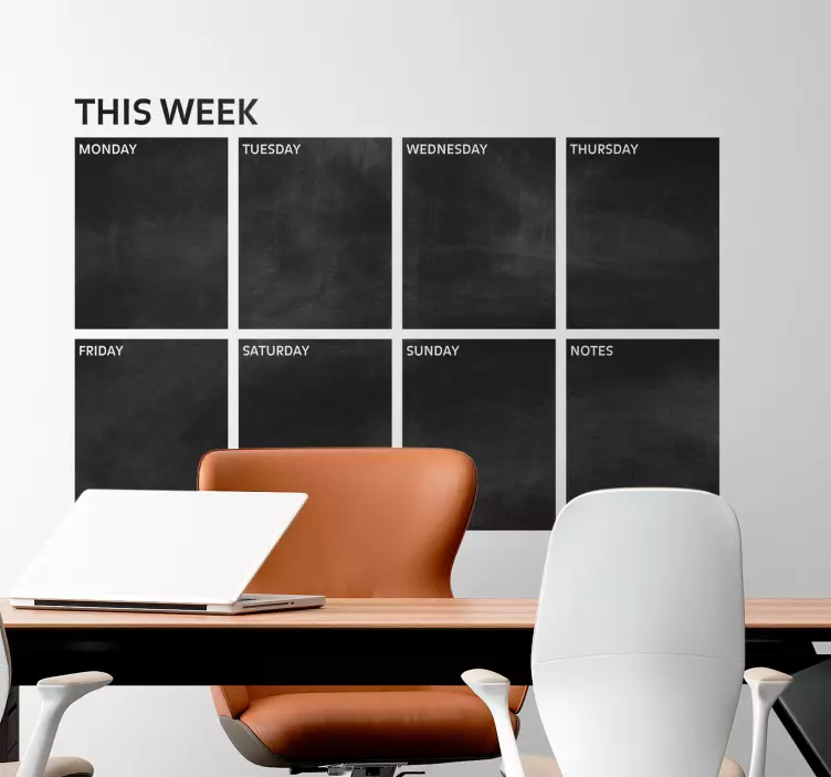 Weekly planner blackboard office wall decal - TenStickers