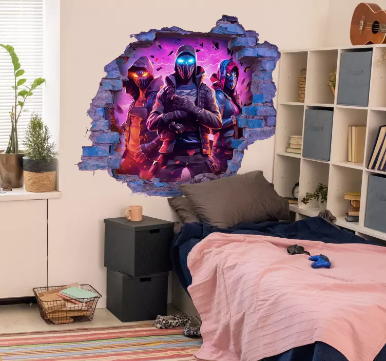 Three masked warriors visual effects sticker - TenStickers