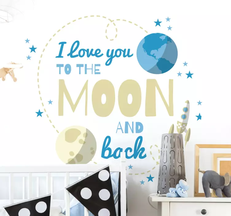 To the moon and back space wall sticker - TenStickers