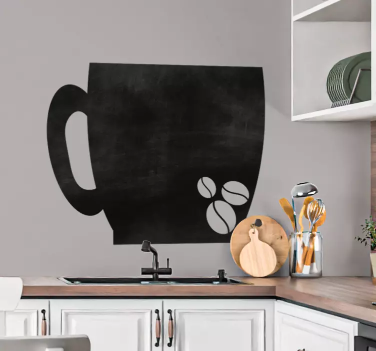 top view coffee beans write on sticker - TenStickers