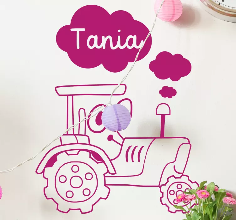 tractor with eyes and colour name name Sticker - TenStickers