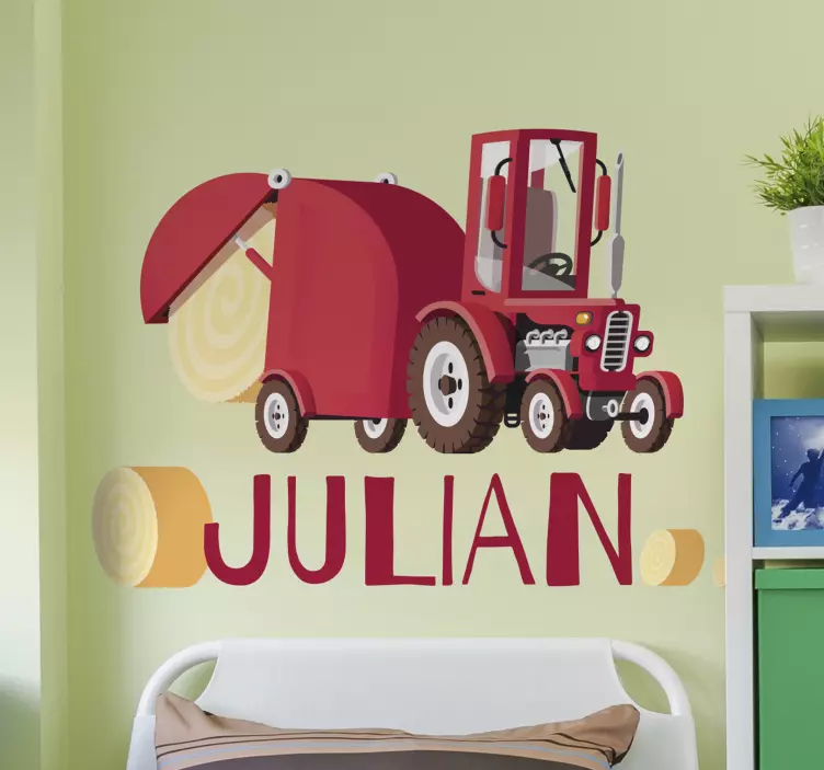 Tractor with name Personalised Sticker - TenStickers