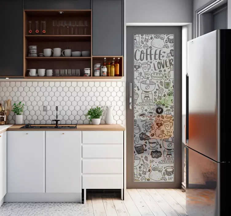 Translucent coffee time drawings window sticker - TenStickers