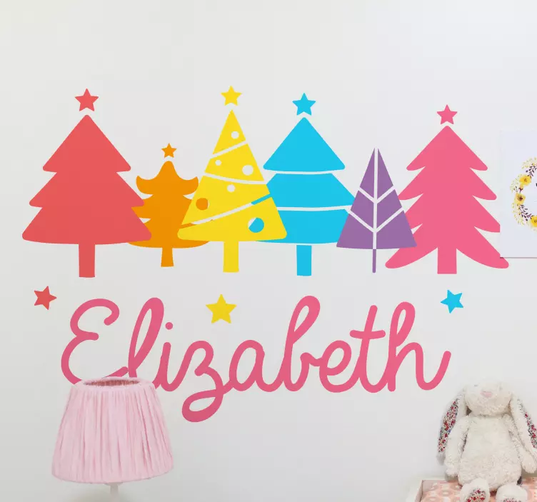 Tree wall sticker colorful christmas trees - TenStickers