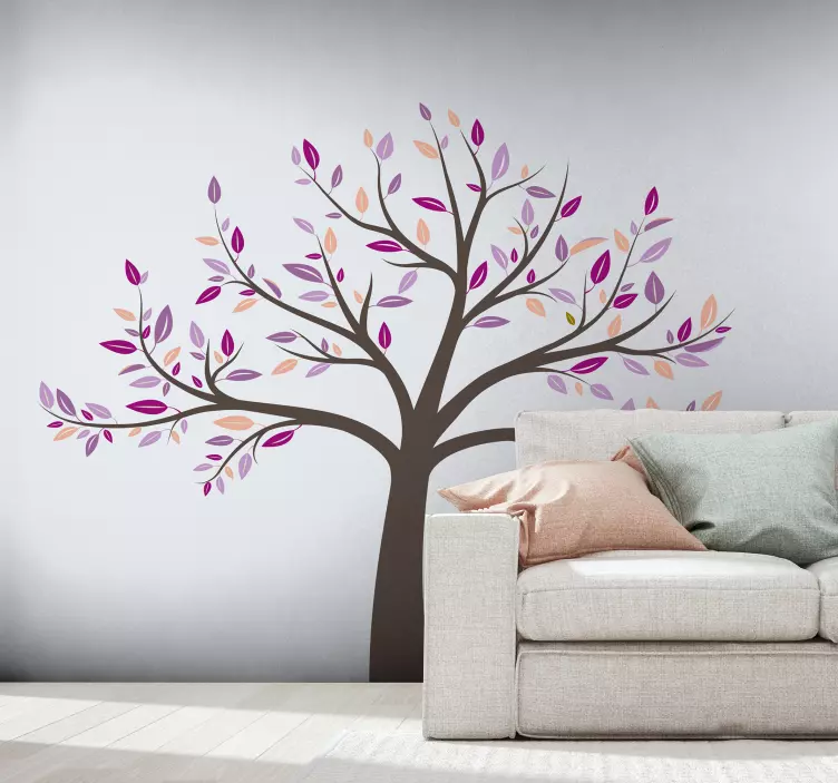 Tree with pink details tree wall sticker - TenStickers