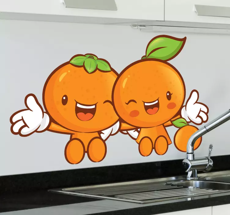 Two Happy Clementines Wall Sticker - TenStickers