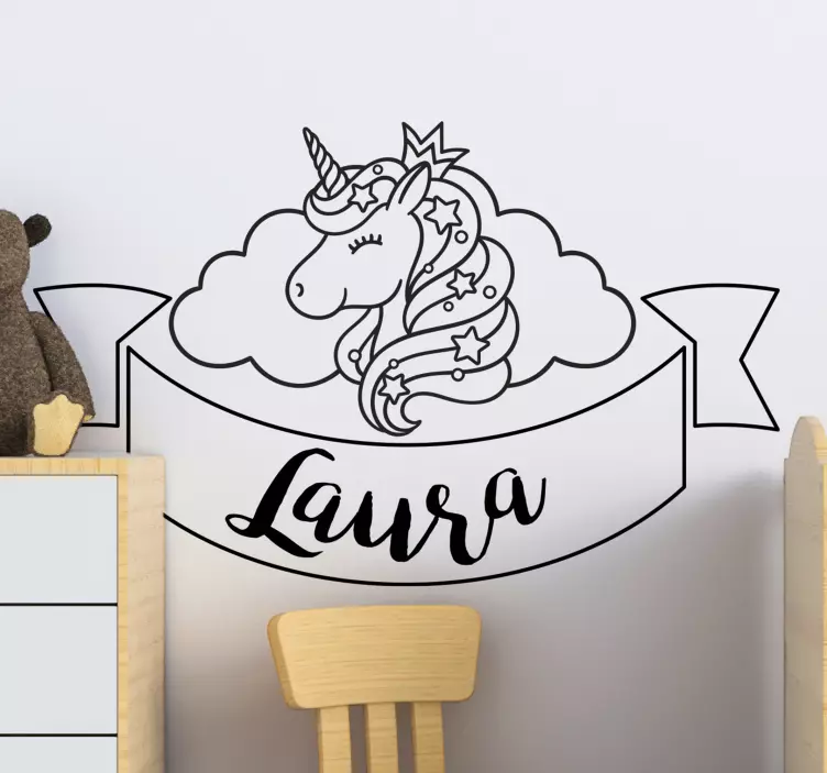 Unicorn Custom Name wall stickers for kid - TenStickers