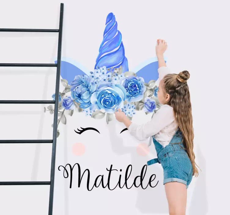 Unicorn Floral Theme wall stickers for kid - TenStickers