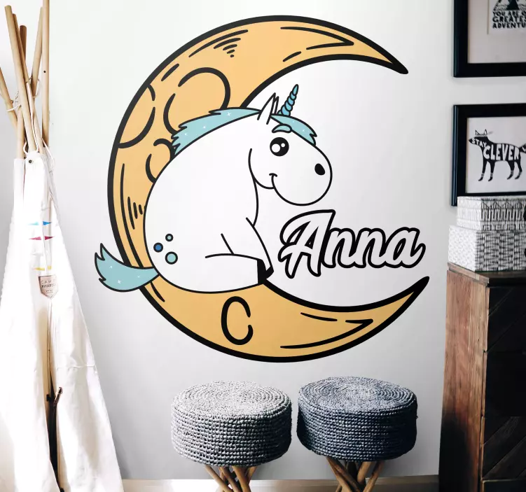 Unicorn Moon Custom wall stickers for kid - TenStickers