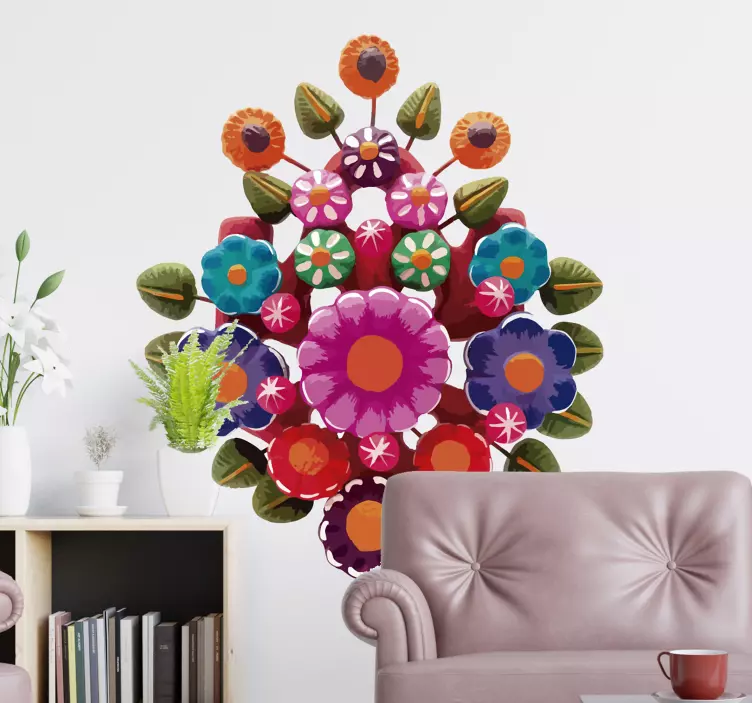 Vibrant Bloom Composition flower wall sticker - TenStickers