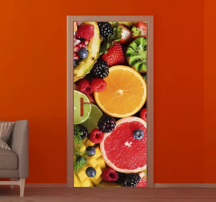 Vibrant Fruit Medley door sticker - TenStickers