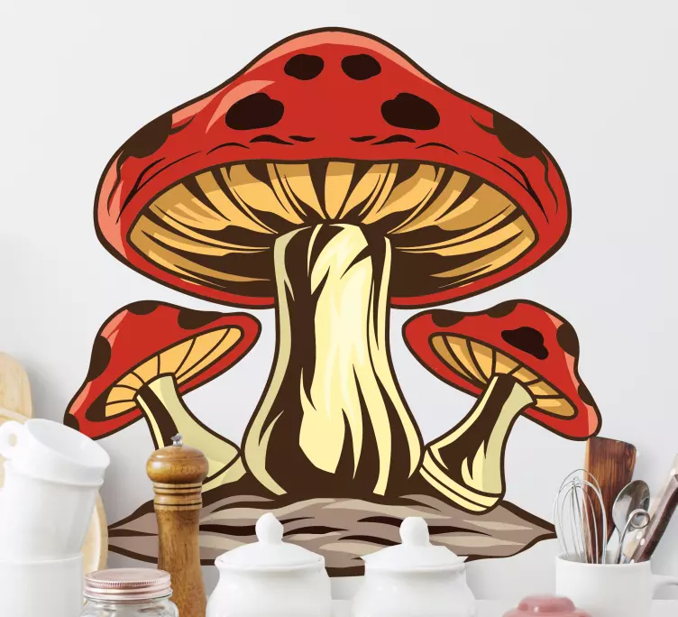 Vibrant Mushroom Cluster plant sticker - TenStickers
