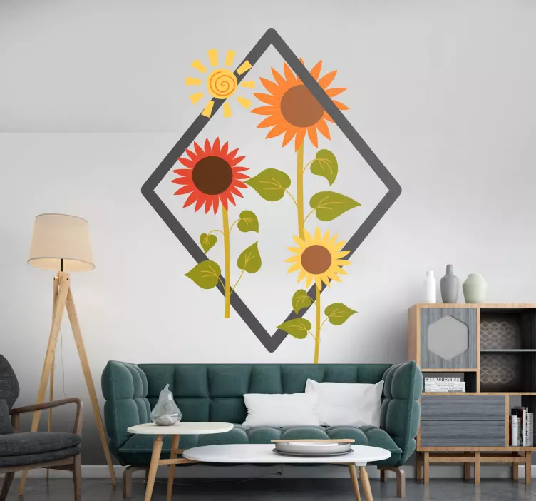 Vibrant sunflowers living room wall sticker - TenStickers