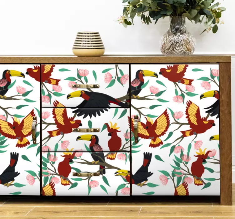 Vibrant Tropical Avifauna furniture sticker - TenStickers