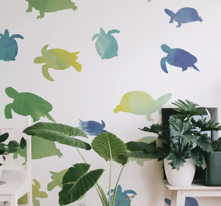 Vibrant Turtle Shadows animal sticker - TenStickers