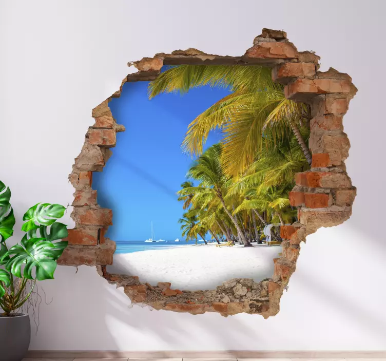 Views to a paradise with palms tree sticker - TenStickers