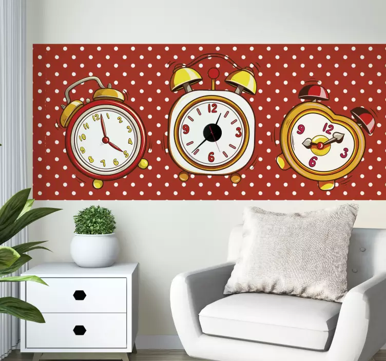 Vintage Alarm Clocks clock wall sticker - TenStickers