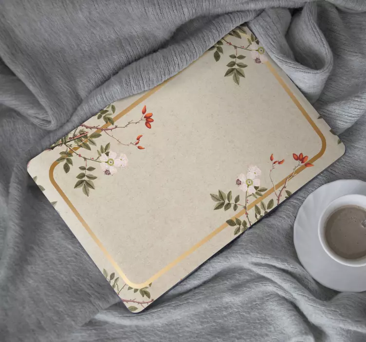 Vintage floral frame laptop skins - TenStickers