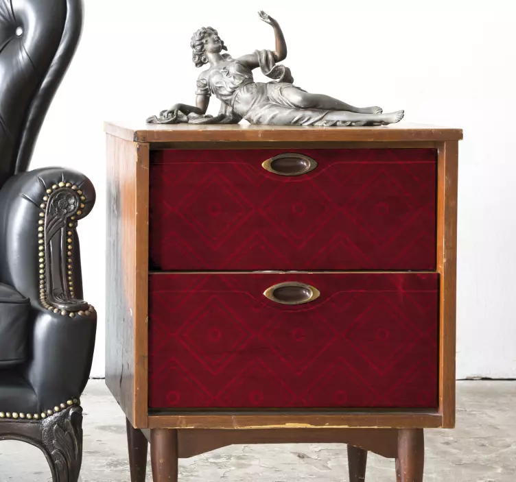 Vintage red square patterns furniture sticker - TenStickers