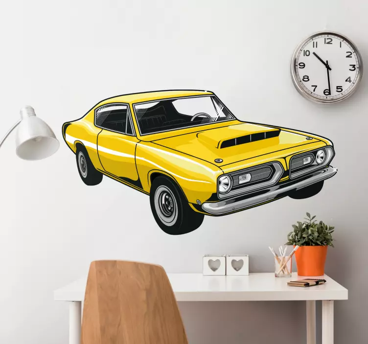 Vintage yellow car sticker - TenStickers