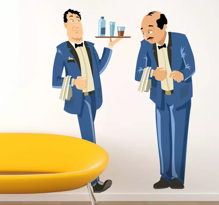 Waiters in blue uniforms sticker - TenStickers