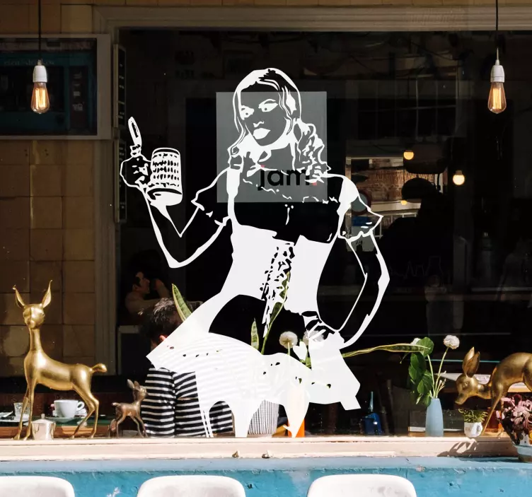 Waitress with Beer Sticker - TenStickers