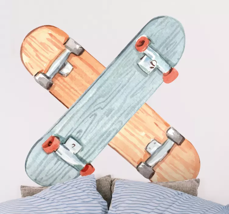 Wall sticker crossed skateboards artwork - TenStickers