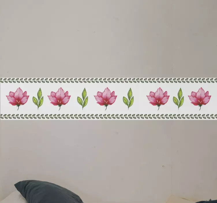 Wall sticker floral border design - TenStickers