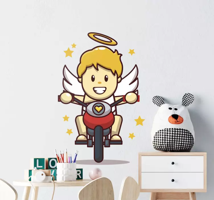 Wall stickers for kid angel on motorcycle - TenStickers