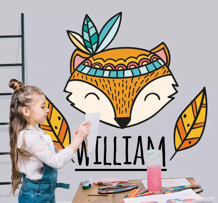Wall stickers for kid charming fox art - TenStickers