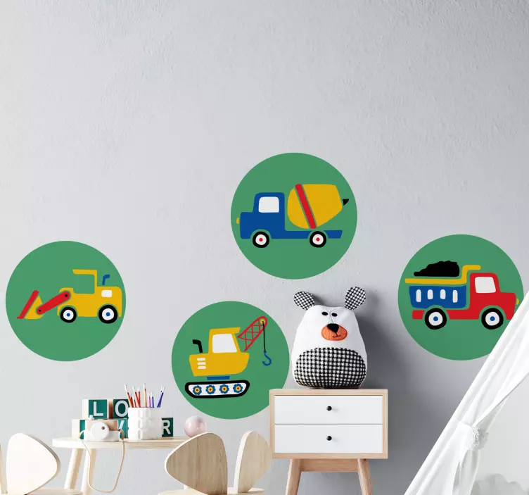 Wall stickers for kid construction vehicle decor - TenStickers