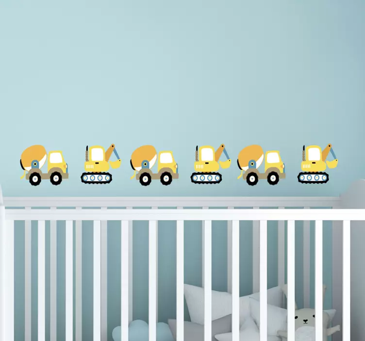 Wall stickers for kid construction vehicle parade - TenStickers