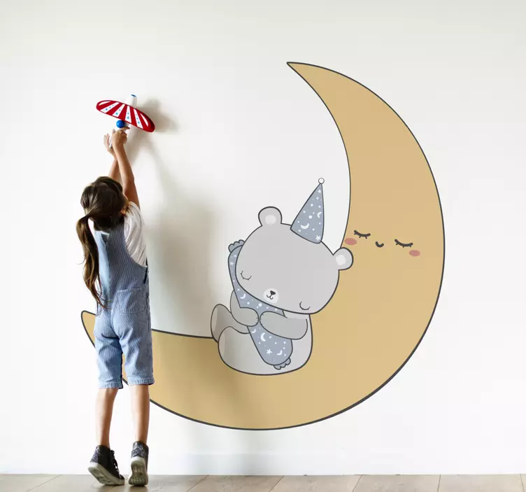 Wall stickers for kid cute bear moon - TenStickers