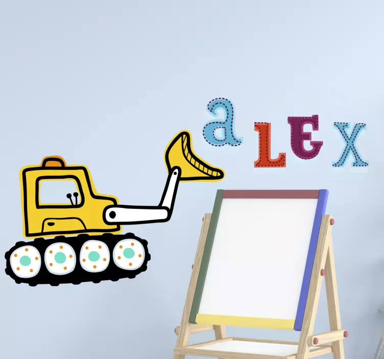 Wall stickers for kid excavator with name - TenStickers