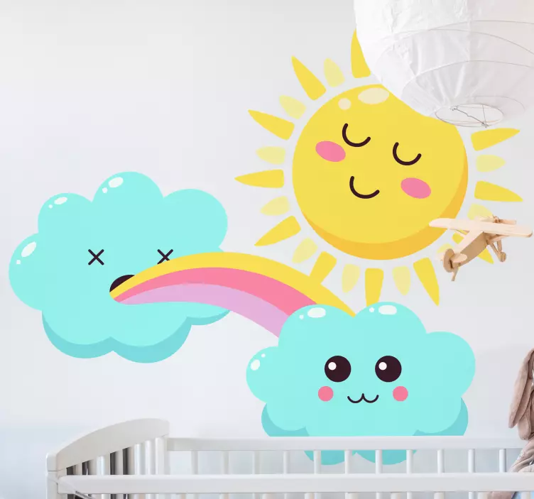 Wall stickers for kid happy sun clouds - TenStickers