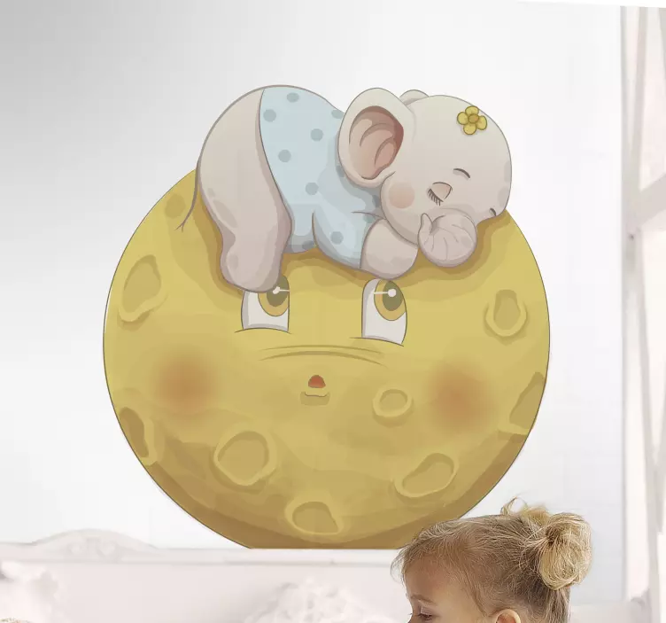 Wall stickers for kid sleeping elephant moon - TenStickers