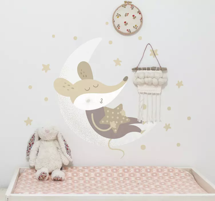 Wall stickers for kid sleepy mouse moon - TenStickers
