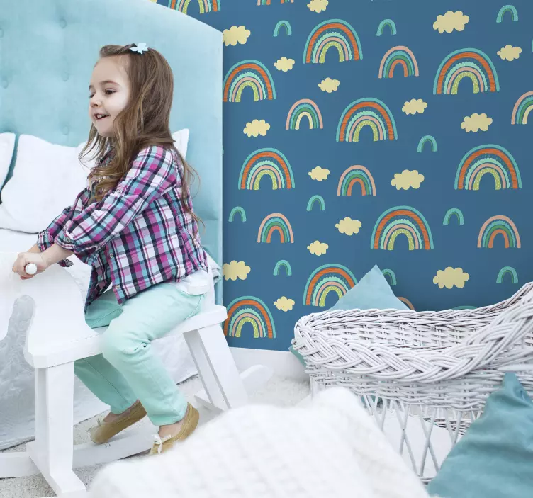 Wall stickers for kid vibrant rainbow clouds - TenStickers