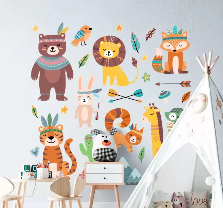 Wall stickers for kid whimsical animal scene - TenStickers