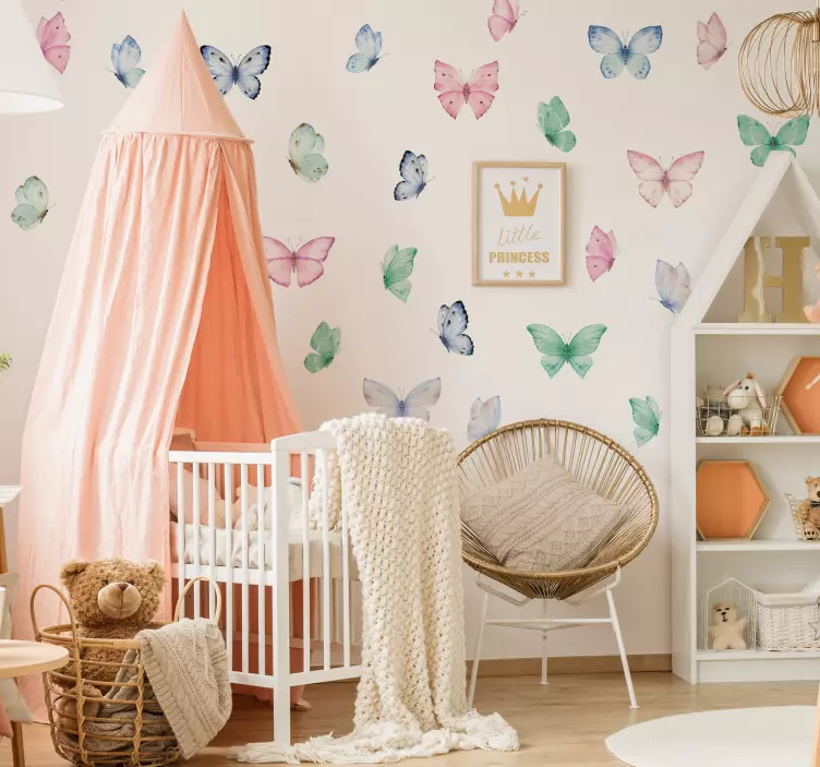 watercolor butterfly wall stickers children's room - TenStickers