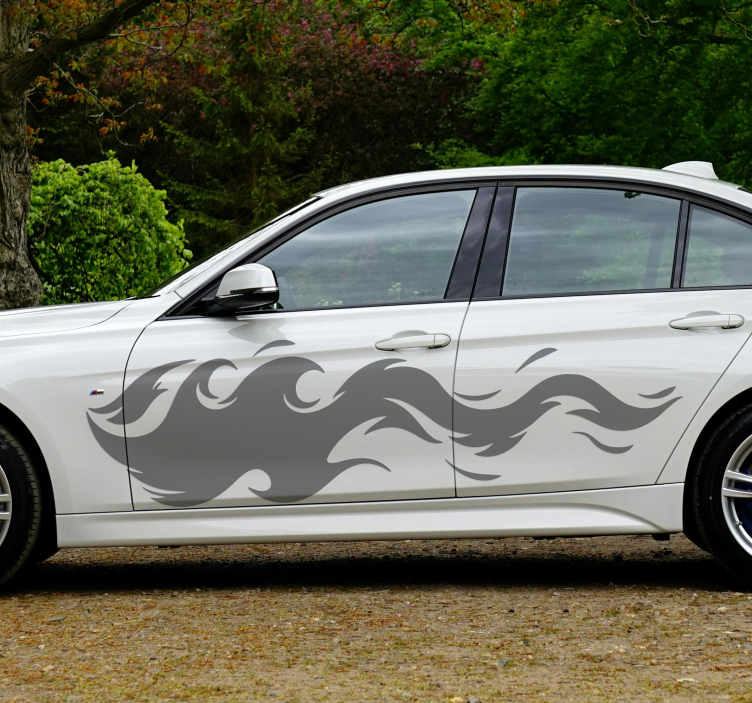 Wavy flame car door sticker - TenStickers
