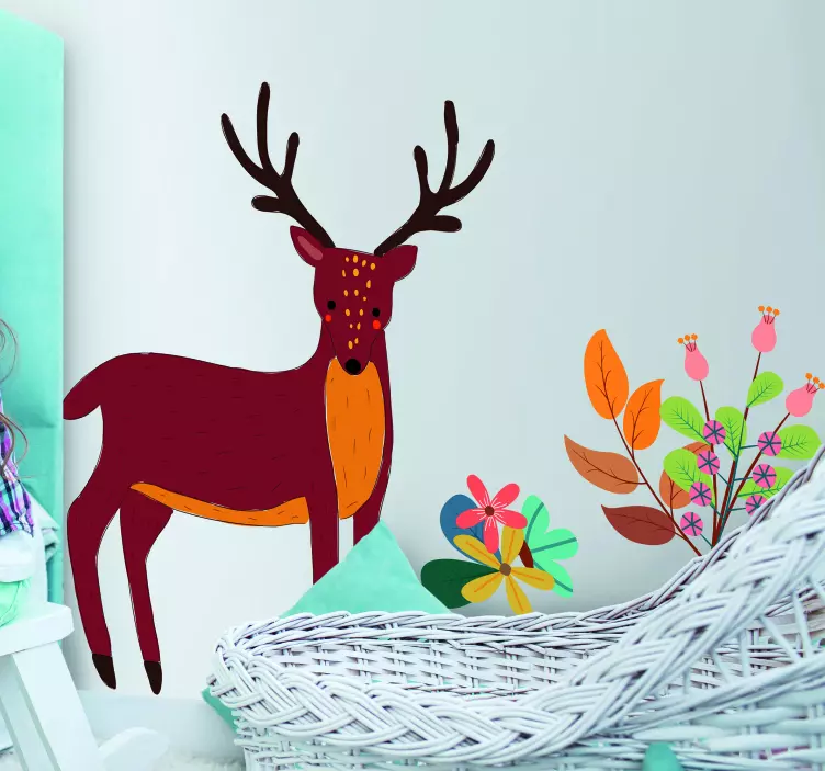 Whimsical Deer Illustration animal sticker - TenStickers