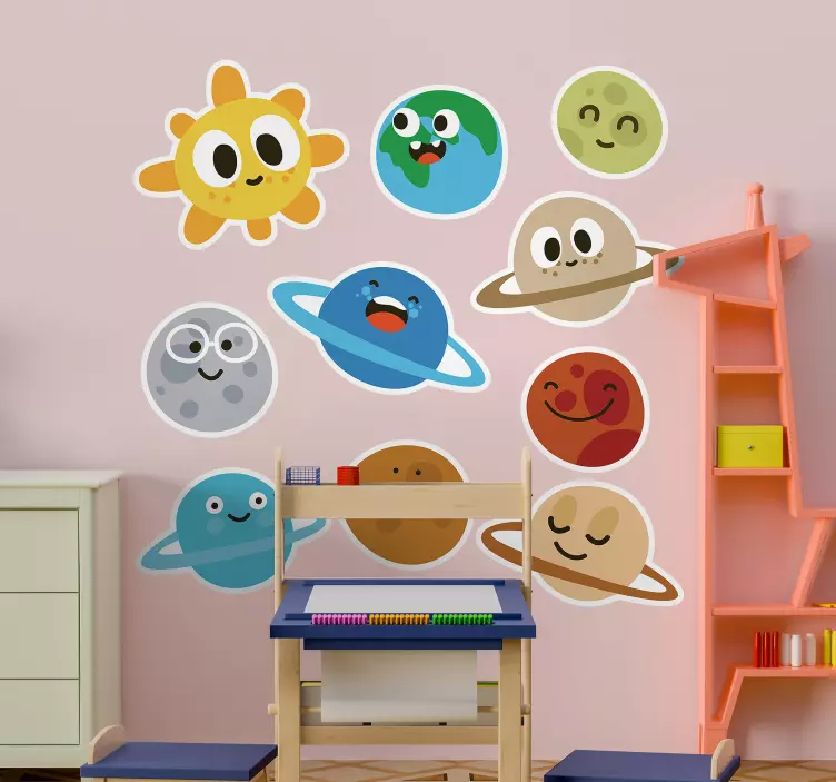 Whimsical Planet Characters wall stickers for kid - TenStickers
