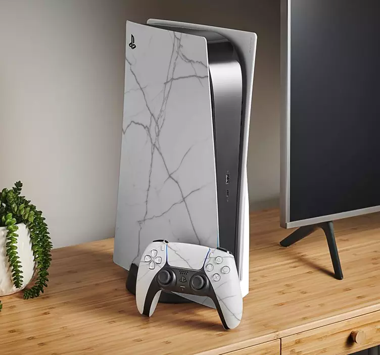 White marble pattern PS5 sticker - TenStickers