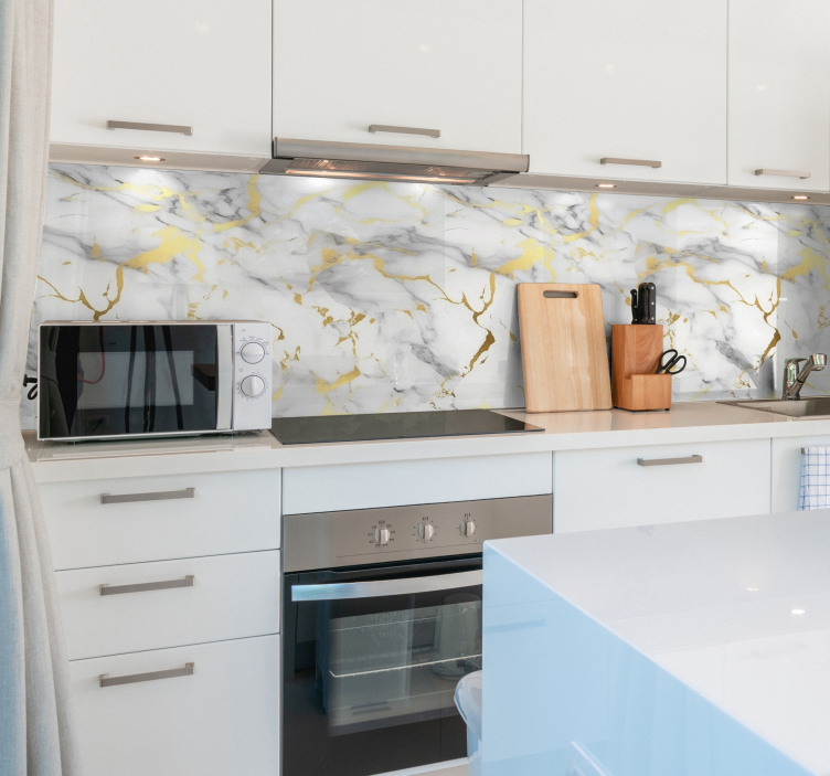 White marble with golden veins texture sticker - TenStickers